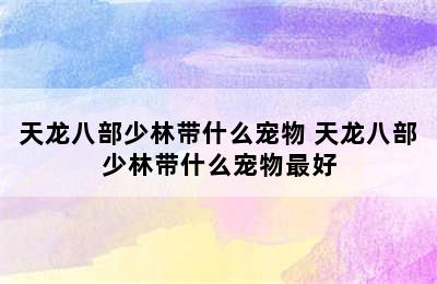 天龙八部少林带什么宠物 天龙八部少林带什么宠物最好